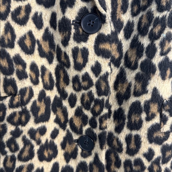Express Faux Fur Leopard Print Single Breasted Pea Coat Black/Tan Size M - Picture 11 of 14